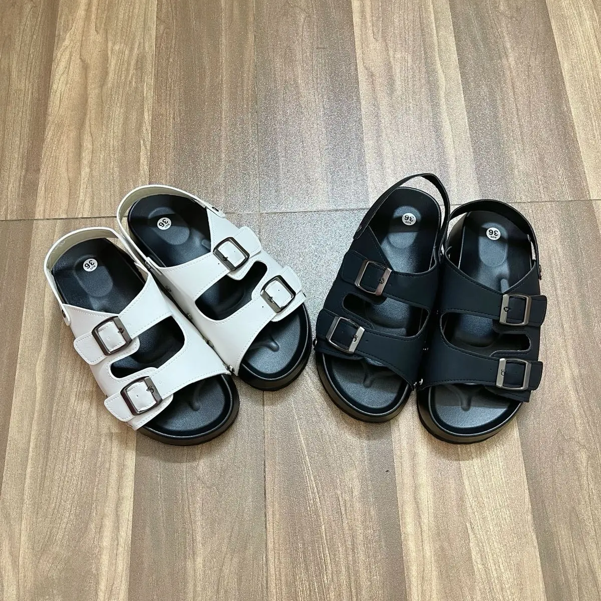 Sandal nữ đế cao 4cm có 2 quai phối khóa đi được 2 kiểu vừa làm dép vừa làm sandal