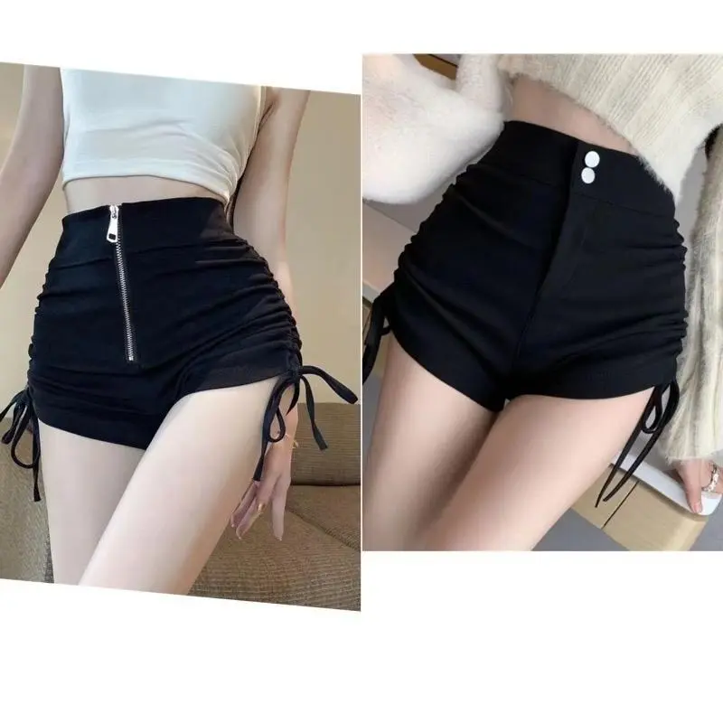 SP5/6 178 Celana pendek korean pingang tinggi tali serut black / Short pants Highwaist / hot pants Melar Shorts Casual Polos