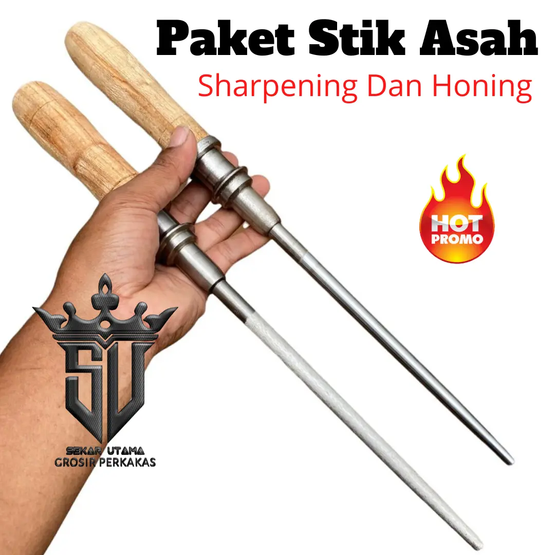 Paket Stik Asah Sharpening Dan Honing 2in1 Bahan Baja Mesin Pintal Bisa Ecer - Ugkal Tongkat Asahan 2 Jenis Alat Yang Berbeda Fungsi (PAKET LEBIH HEMAT) Dapur Kayu