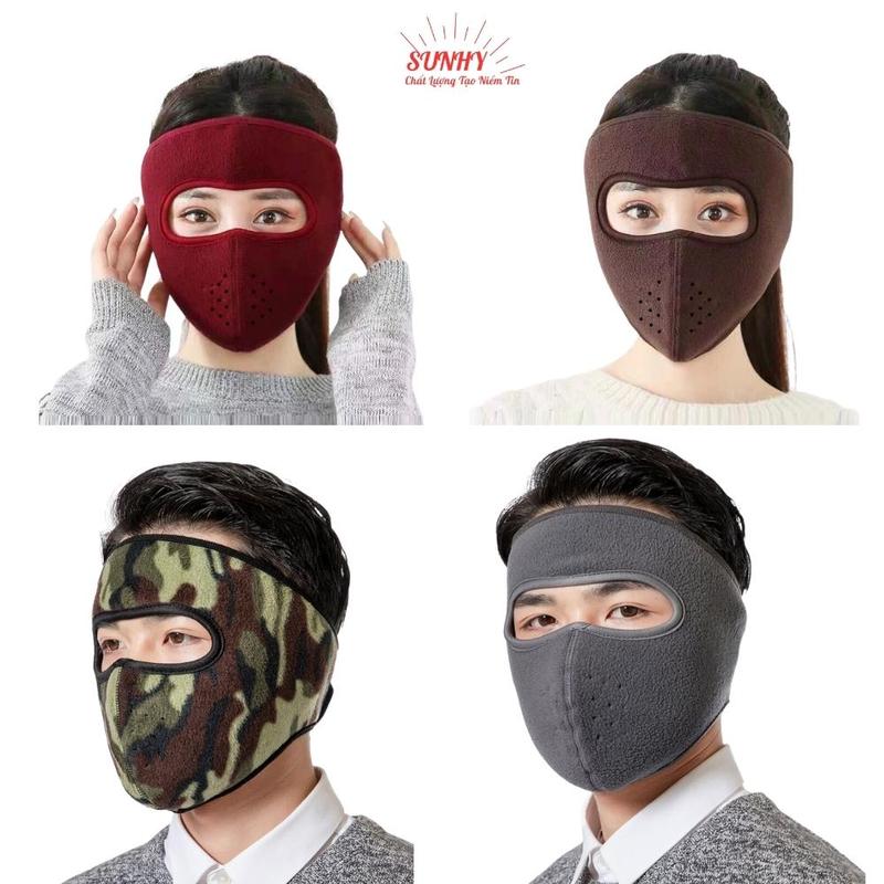 Khẩu trang trùm kín mặt ninja vải nỉ chống nắng, chống lạnh giữ ấm nữ nam