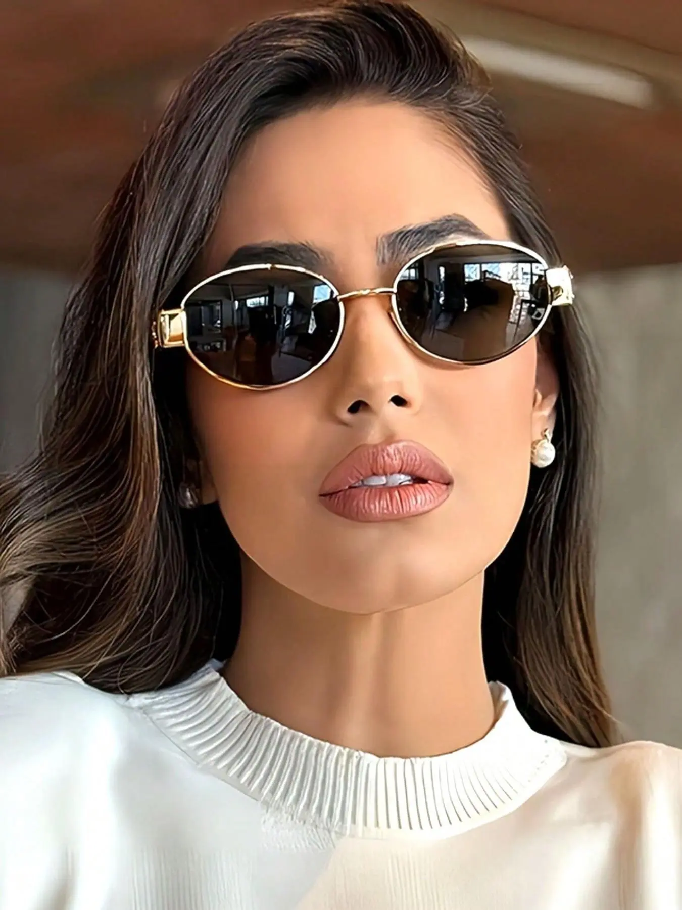 Vintage Oval Frame Sunglasses, Trendy Casual Sunglasses for Women & Men, Fashion Accessories for Everyday Use and Outdoor Activities
