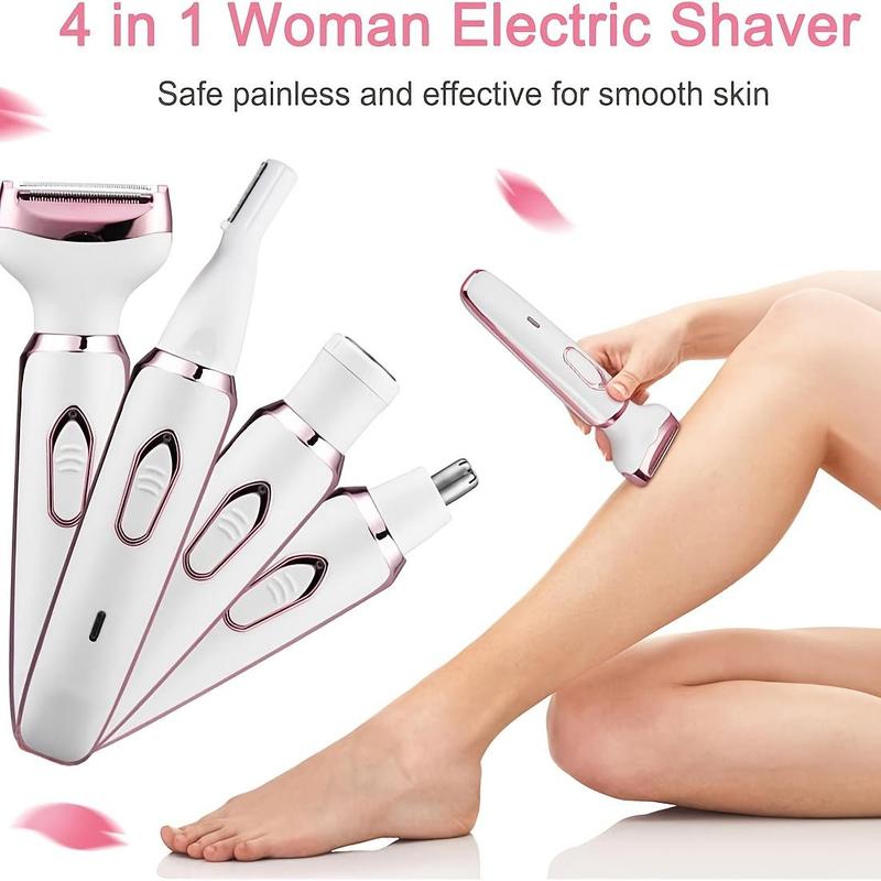 4 in 1 Electric Hair Remover Set, 1 Box USB Rechargeable Portable Gentle Hair Removal Tool for Eyebrows, Nose, Face, Legs, Bikini Trimmer, Kits 7