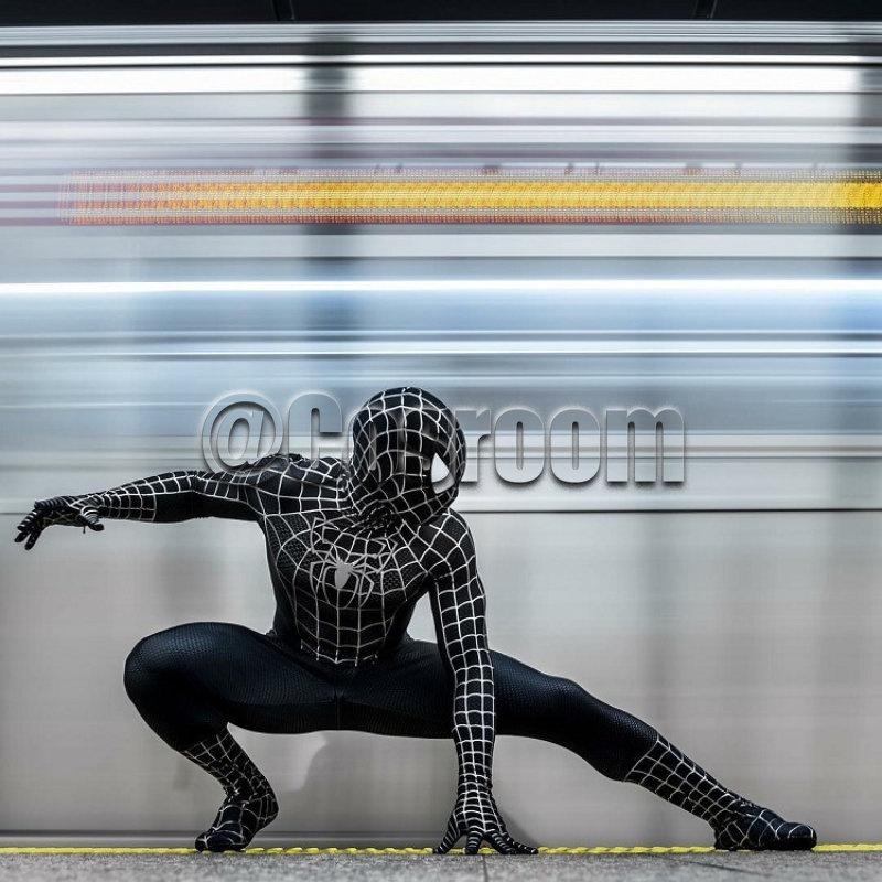 Trang phục Người Nhện, Maguire, Đen / Đỏ, Cosplay Người Nhện Raimi, Bộ đồ Zentai siêu anh hùng 3