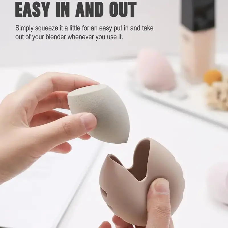 Silicone Makeup Sponge Storage Box, 2 Counts Makeup Sponge Storage Case, Dustproof Makeup Sponge Storage Capsule, Portable Makeup Tool Organizer, Cosmetic Storage Container, Makeup Accessories 4