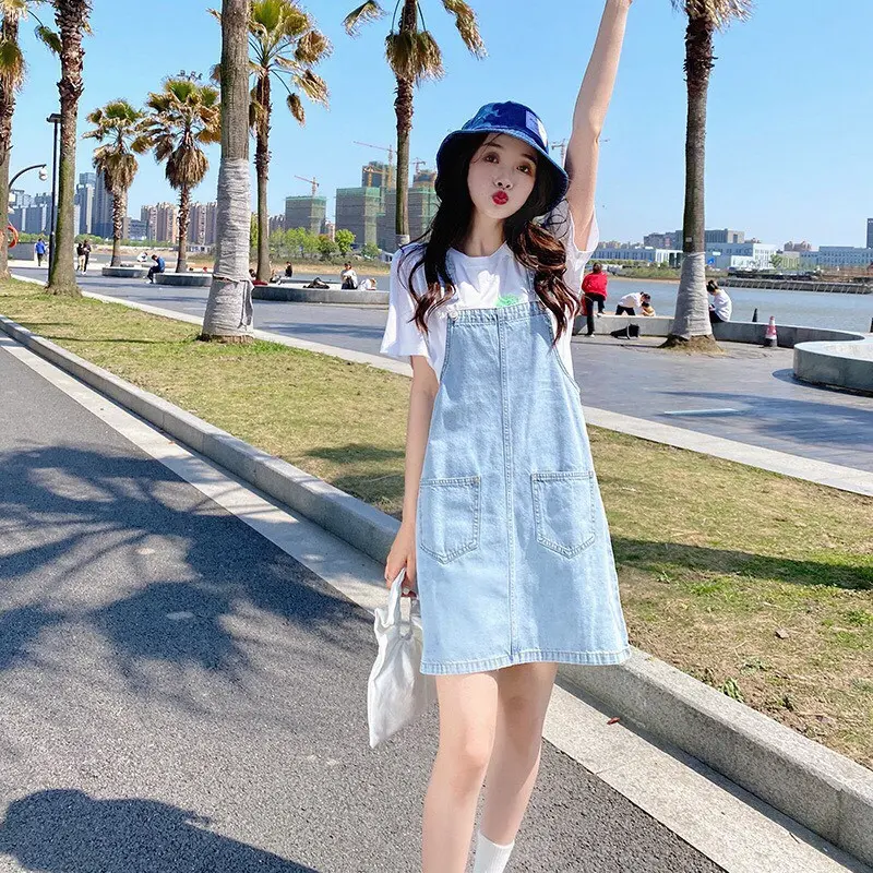Yếm váy kaki jean denim Ulzzang rộng (Nhiều size, Có Set, Đen, Trắng) - Yếm nữ BB Jeans Women Dress Có Túi