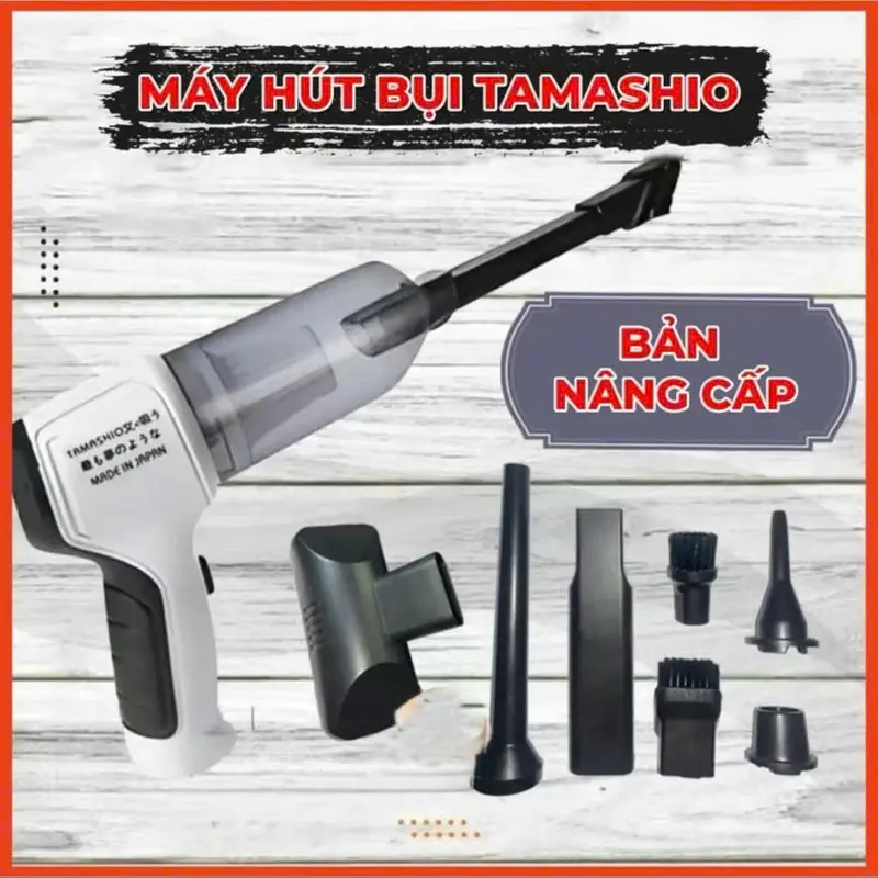 Máy Hút Bụi Cầm Tay Mini Cầm Tay TAMASHIO Nhật Bản Tặng Kèm 6 Đầu Hút, Hút Bụi Oto, Giường Nệm, Lông Thú Cưng Làm Sạch 1