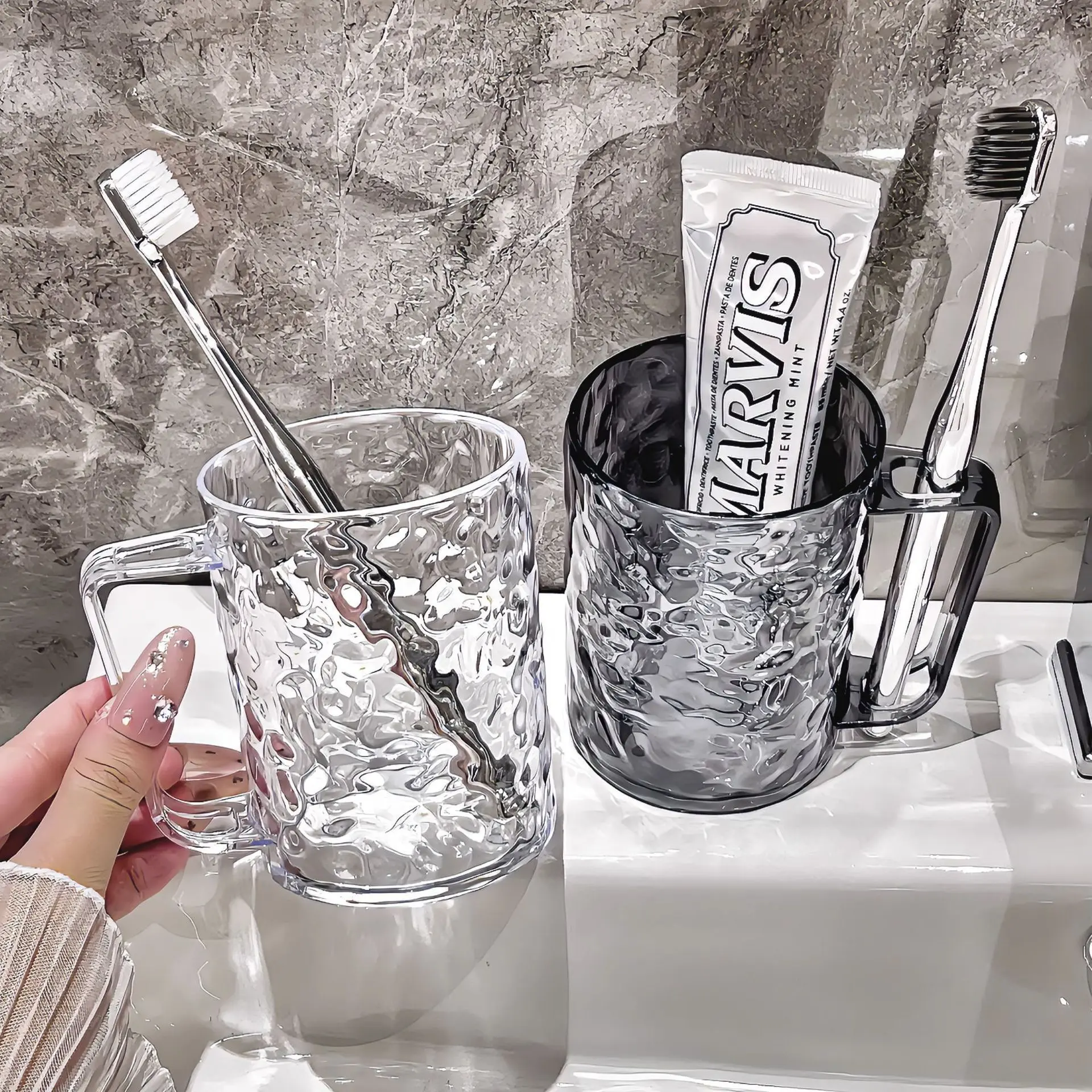 Transparent Gargle Cup Household Toothbrush Cup Student Dormitory Good-looking Cup Affordable Luxury Style Couple Cup Tooth Cup