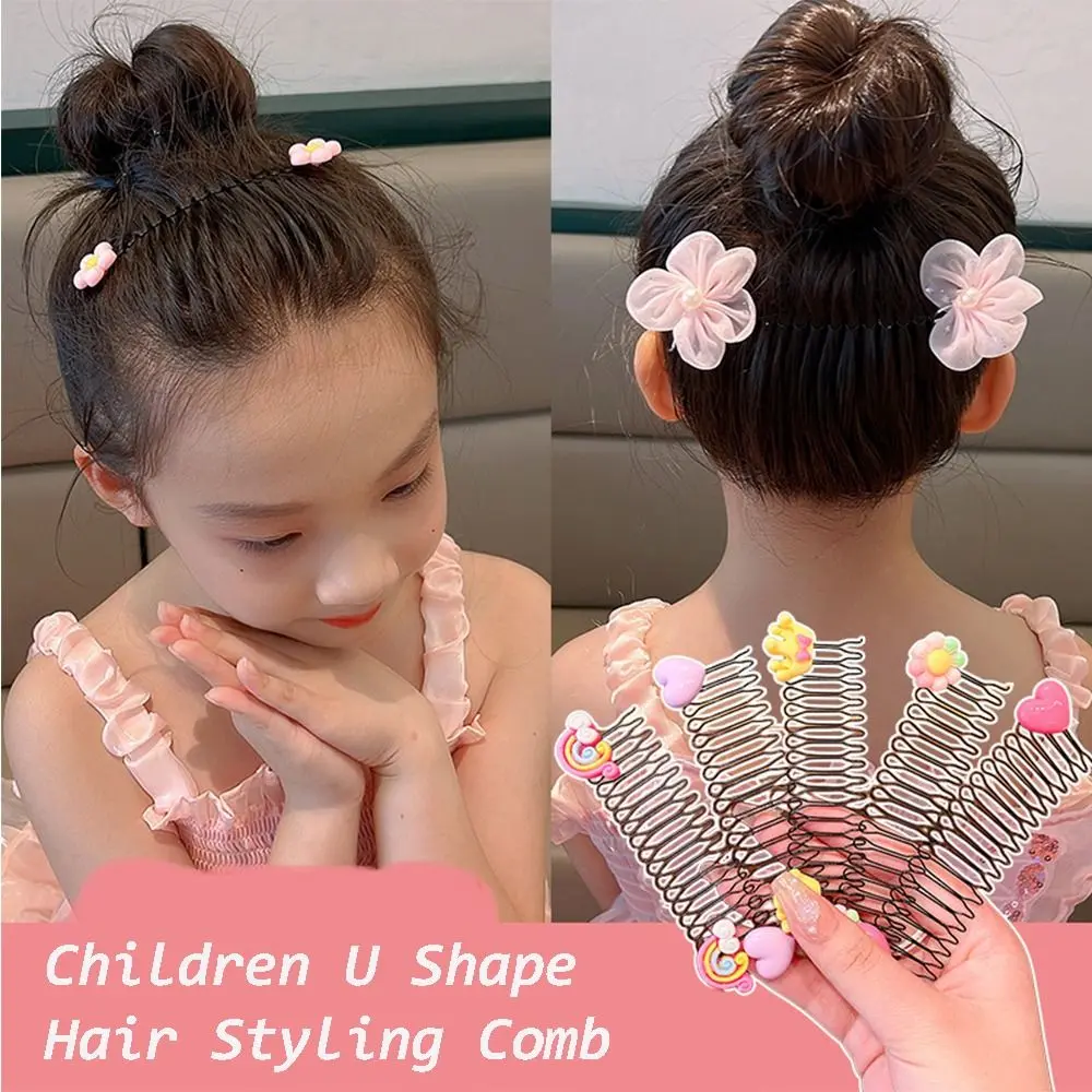 Fashion Spring U Shape Hair Styling Comb Fixed Combs Hair Wear Invisible Extra Hair Holder Rainbow Crown Headwear