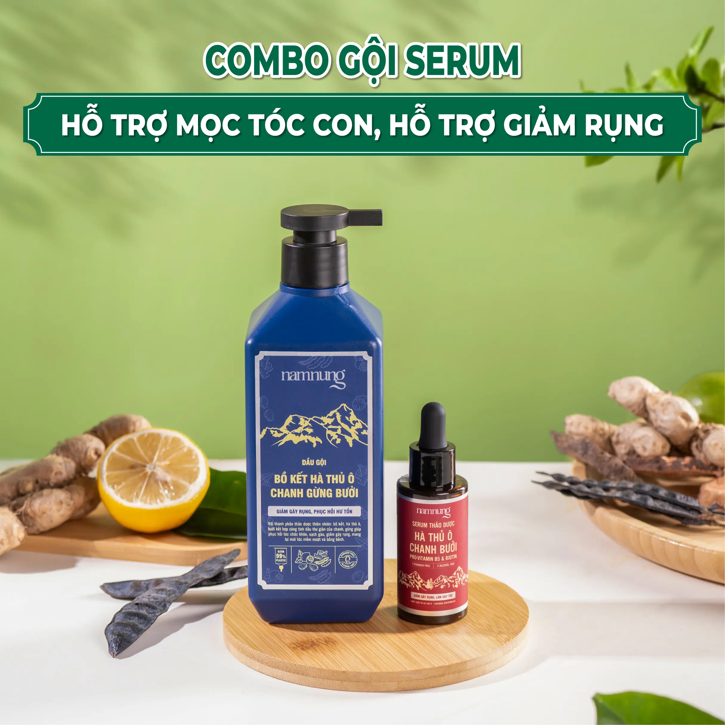 Combo dầu gội kèm serum Nam Nung hỗ trợ giảm rụng, hỗ trợ giúp mọc tóc con Dưỡng Tóc Chăm Sóc Tóc