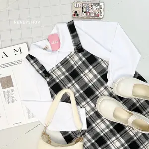 Rereyshop - Anya Overall Motif Kotak Wanita Panjang