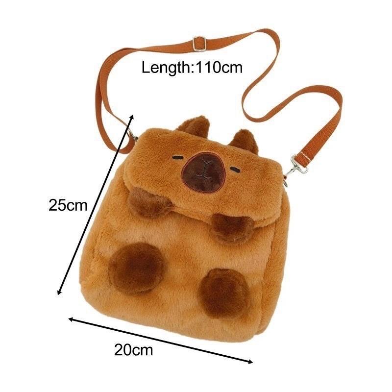 Balo Chuột Capybara,Túi Đeo Chéo Capybara 2 Màu Hồng Nâu Dễ Thương Đi Học Đi Chơi 2024 Nhung Bag
