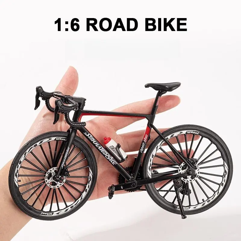 1:6 Scale Road Bike Model, 1 Count Ultra-realistic Metal Road Bike Model, Desktop Simulation Ornament with Wind-powered Push Operation for Home Office Decor 2