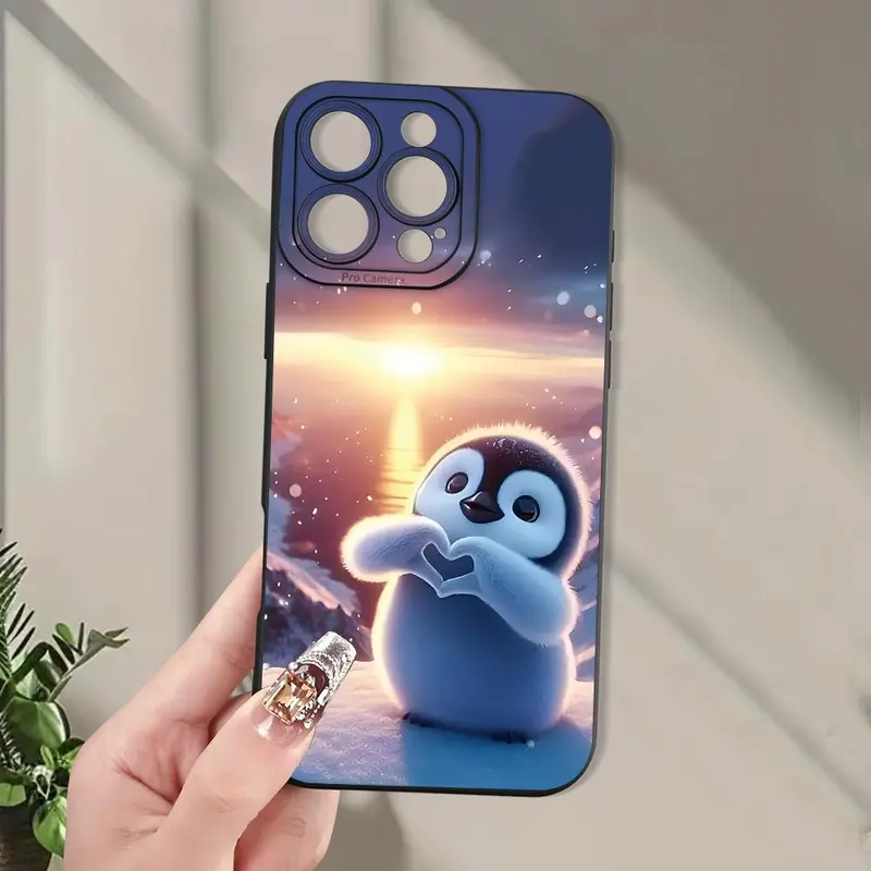 Cute Penguin Pattern Phone Case, Decorative Phone Protector Cover, Phone Accessories Compatible with iPhone 11 12 13 14 15 Pro Max XR X XS 7 8 Plus SE Mini 1