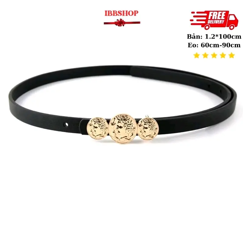 Thắt Lưng Nữ 1.2cm Dây Da PU thiết kế mặt khoá nữ hoàng cao cấp thời trang Hàn Quốc