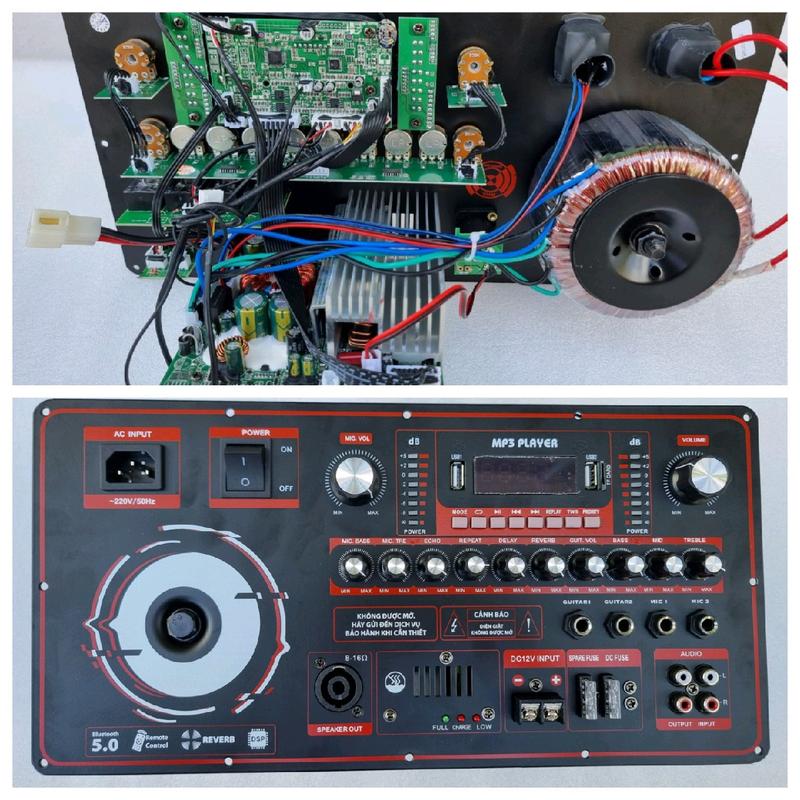 < Chính Hãng >Mạch Công Suất Loa Kéo V200HE Kéo Bass 40 Đôi, 50 Đơn Có Đèn  LED Nháy Nhạc