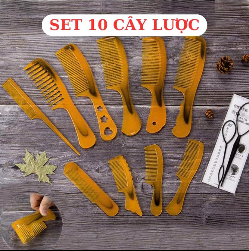 sét 10 lược chải đầu tạo kiểu tóc  kích thuóc to nhỏ khác nhau có  tách phân loại 5 chiếc cho khách mua ít 1