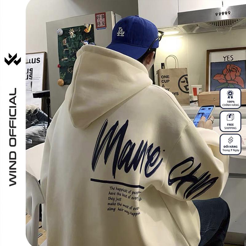 Áo hoodie form rộng WIND MAURE Clothing Unisex thời trang nam nữ oversize Menswear Dài Tay Tay Dài