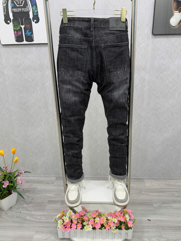Quần Jean Dài Nam Mã R3346 Form Slimfit Màu Xám Đậm Wash Bạc Phối Rách Thời Trang - Menswer Pants Denim 1