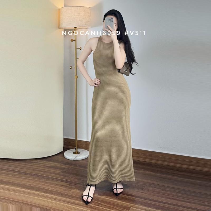 (Ảnh thật tự chụp) V511 Đầm 2 dây len cao cấp xuất xứ Quảng Châu V511 ️ váy dây len xịn dáng suông co giãn ngocanh6959 2
