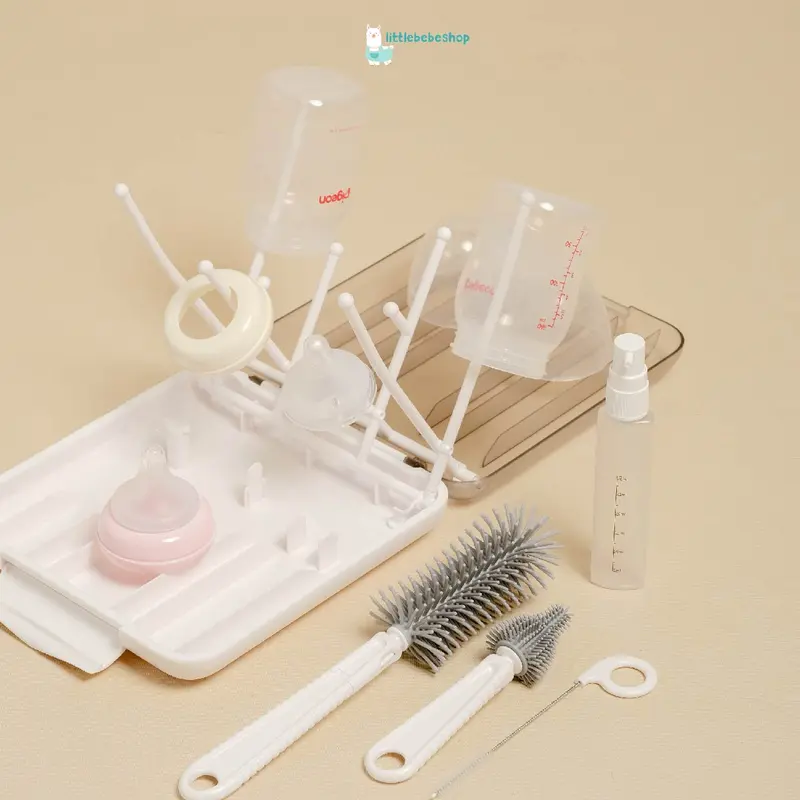 Littlebebeshop Hako Baby Drying Rack with Silicone brush I Rak pengering boto bayil travelling Botol 1