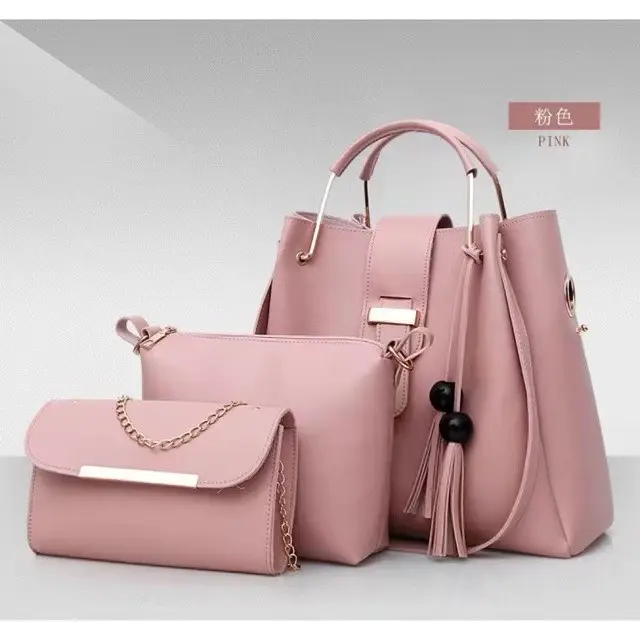 Tas Wanita 3 in 1 Tas Wanita Fashion Bag Import - Pink