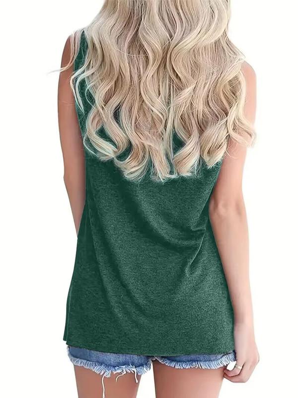 Women's Letter Print Round Neck Tank Top, Casual Sleeveless Crew Neck Top for Summer, Clothing, Ladies Clothes for Daily Wear 4