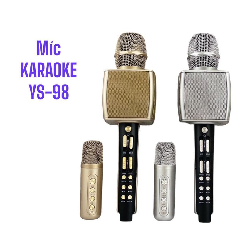 Micro Karaoke YS98 Dòng Cao Cấp Tích Hợp 2 Micro Kết Nối Bluetooth Âm Thanh Trong Và Ấm Hát Và Nghe Nhạc Bảo Hành 3 Tháng Micro Bluetooth Không Dây Tích Hợp Loa Bass Tần Số 80Hz-13KHz Công Suất 14w