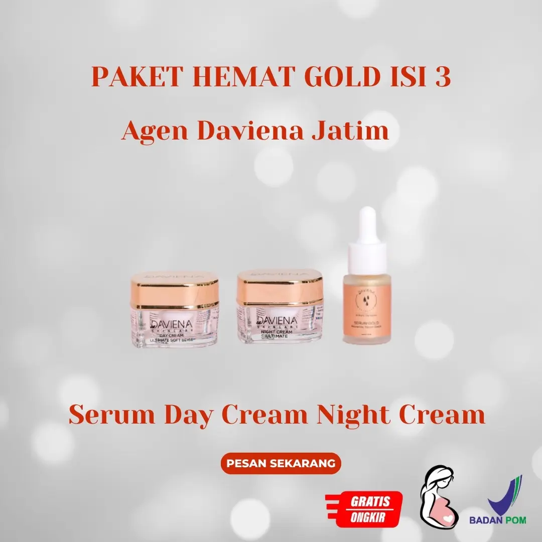 PAKET HEMAT GOLD DAVIENA ISI 3 ITEM ( SERUM DAY NIGHT ) Mencerahkan Memutihkan  Memudarkan