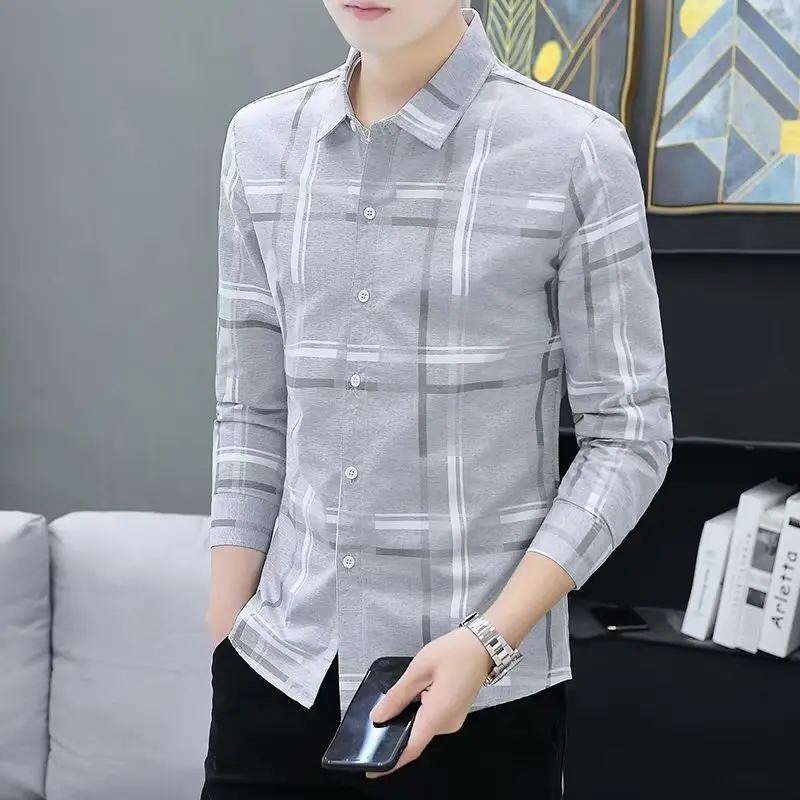 Áo Sơ Mi Nam Dài Tay, Hợp Thời Trang, Dáng Ôm, Mùa Xuân, Đẹp Trai, Công Sở, Trang Trọng, Phong Cách Hàn Quốc Của Xu Hướng Quần Áo, Áo Sơ Mi Inch Linh Hoạt Năng