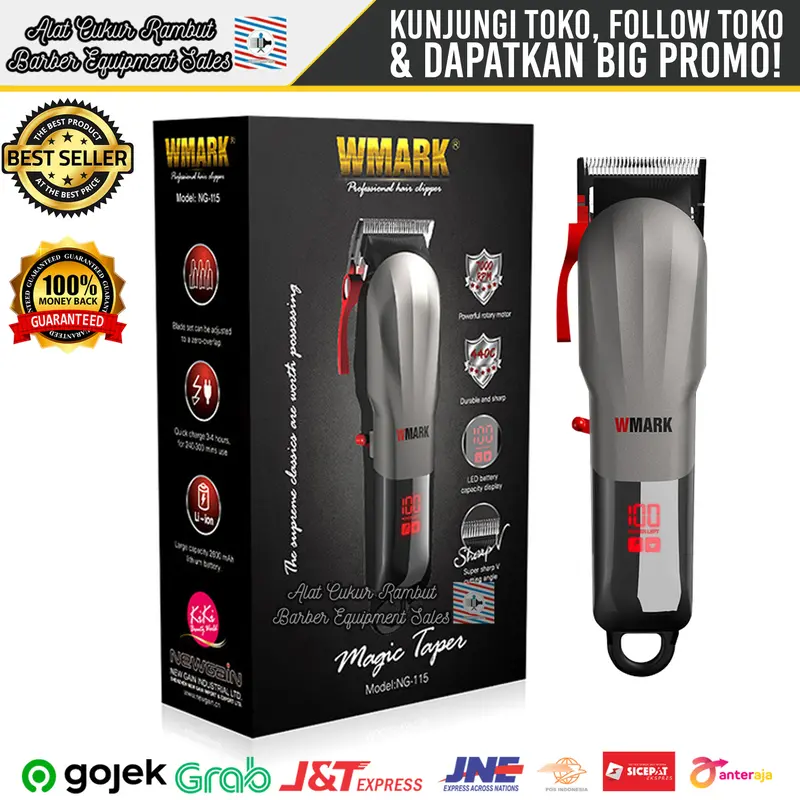 Alat Cukur Rambut Mesin Cukur Rambut Hair Clipper WMARK NG 115 Original 0