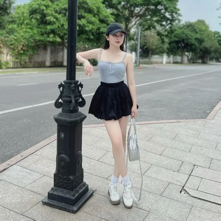 ￼Chân Váy Nơ Phồng 2 Lớp Chất Gió Mát Nhẹ Có Quần Trong Hàng Đẹp Nên Dáng Siêu xinh Nữ Women 5