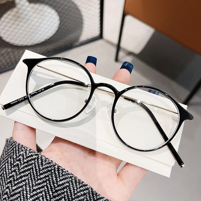 Gọng kính cận mắt kính không độ nữ nam form tròn cao cấp chống áng sáng xanh và tia UV400 thời trang phong cách Hàn Quốc thay được mắt kính cận 199