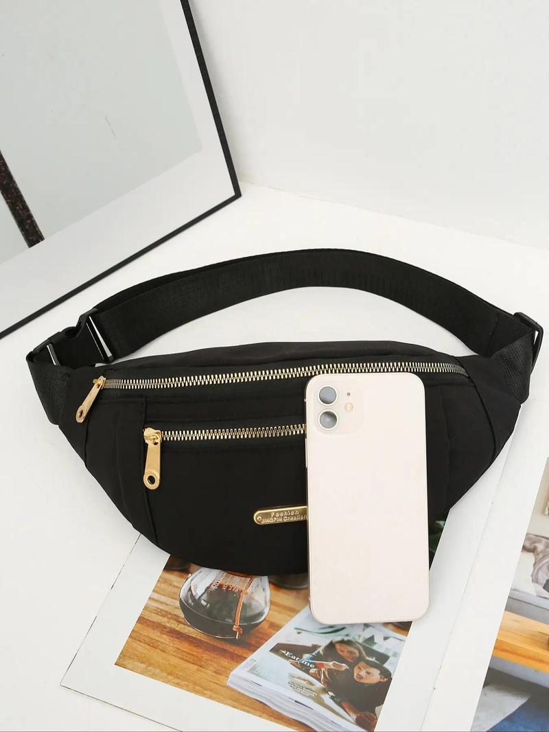 Product Introduction of Women's Solid Color Fanny Pack, Fashionable Large Capacity Chest Bag with Adjustable Strap, Casual Waterproof Wear-resistant Belt Bag for Daily Used 3