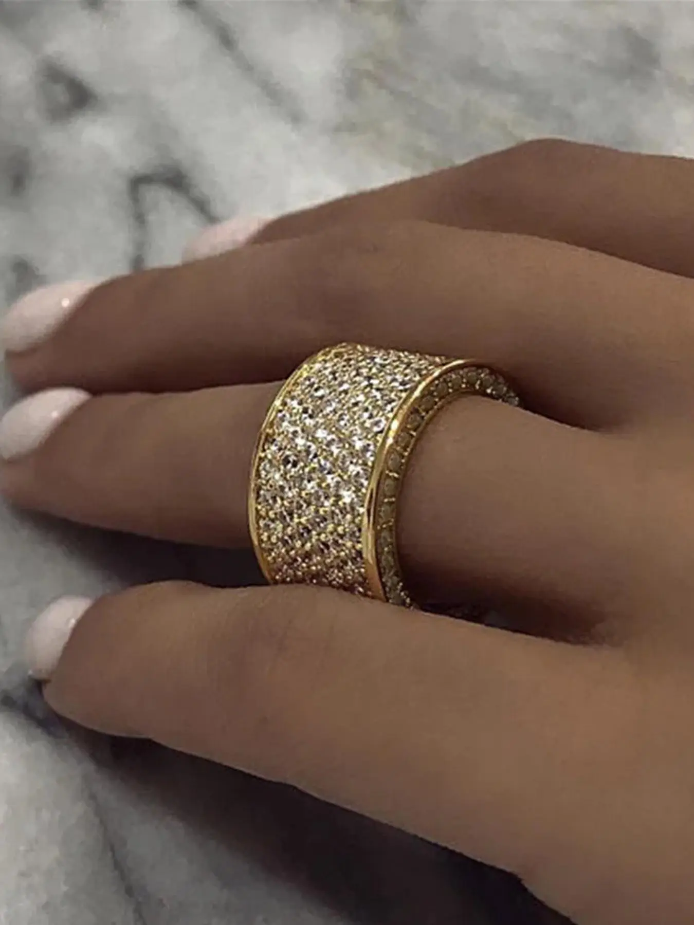 Fashion Rhinestone Decorated Ring, Elegant Rings Jewelry for Party, Daily Clothing Decor, Trendy All-match & Exquisite Jewelry for Birthday Gift
