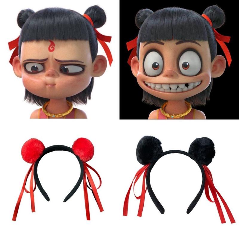 Nezha Demon's Birth Headband Ball Head Hair Ball Headband Hair Accessories Children's Performance Props Super Cute Hair Accessories 1