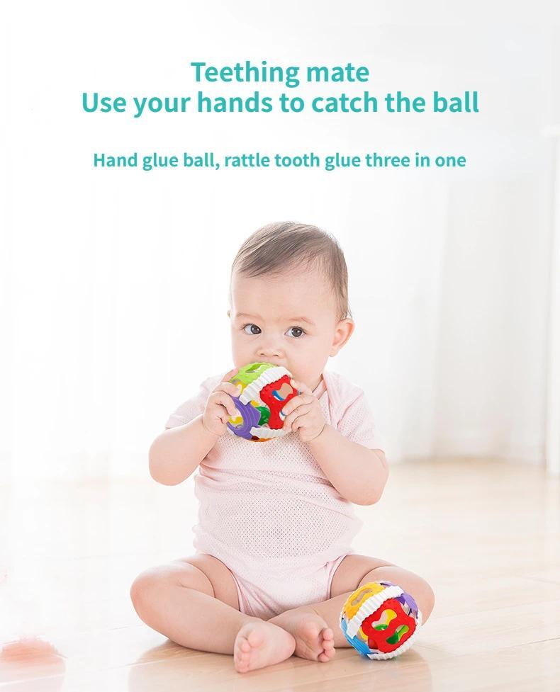 Product Introduction of Baby Montessorie Games Rattle Infant Silicone Toy Safety Flexible Glue Color Cognition Hand Training Toys for Children Kids Gift 3