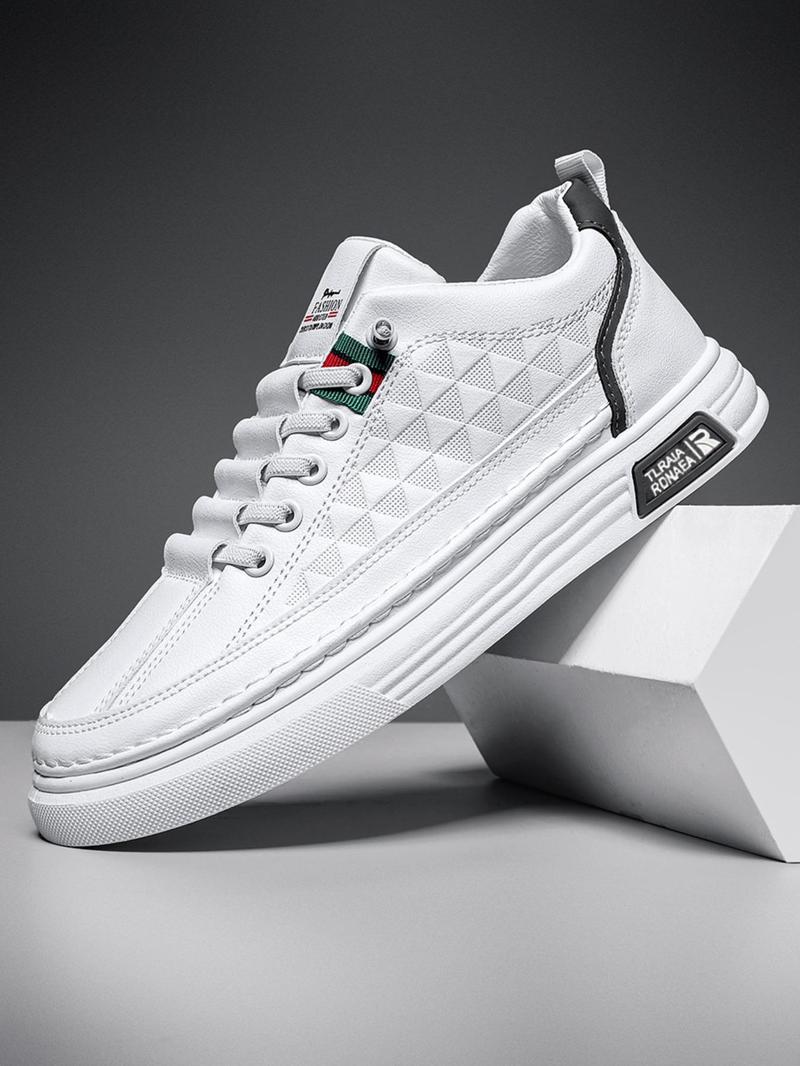 Product Introduction of Men's Casual Low Top Lace up Skate Sneakers As Gift, Fashionable PU Leather Comfortable Sports Shoes, Male Round Toe Shoes for Daily Used Closed Trainer 11