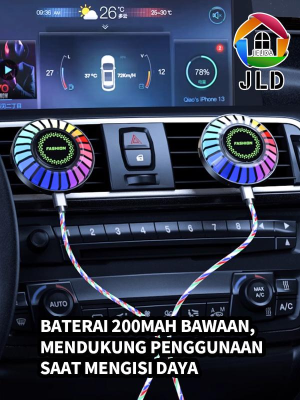 Lampu Musik Aromaterapi Mobil App Control Car Music Rhythm Lamp RGB LED Strip Kontrol Suara Irama Suara Suasana Cahaya 6