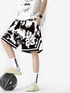 Men's Tie Dye & Figure Print Sports Shorts, Loose Casual Breathable Comfortable Basketball Shorts, Summer Sports Bottoms for Men