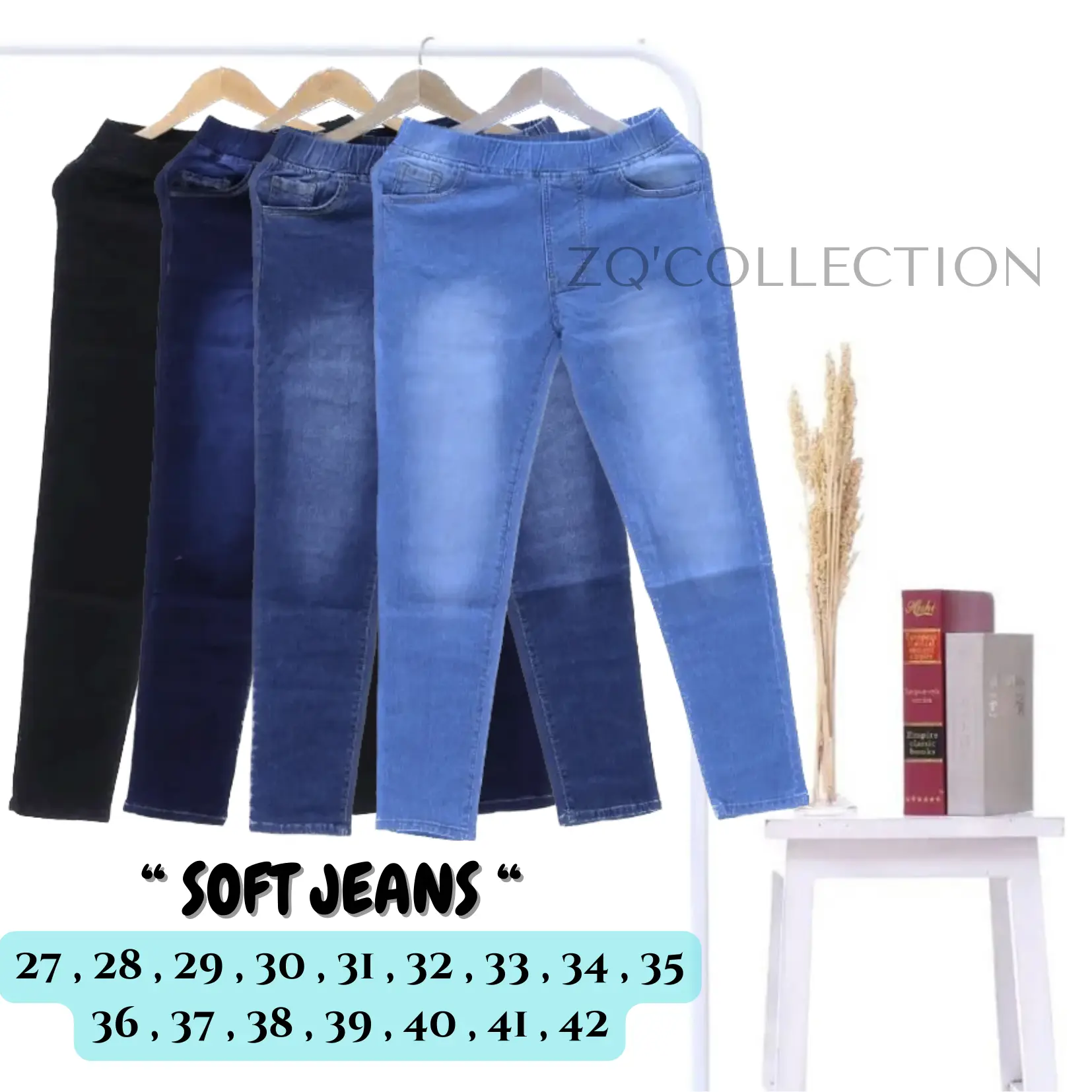Celana Jeans Pinggang Karet Wanita - Legging jeans melar/ Full pinggang karet/ Celana wanita murah/ Celana Santai