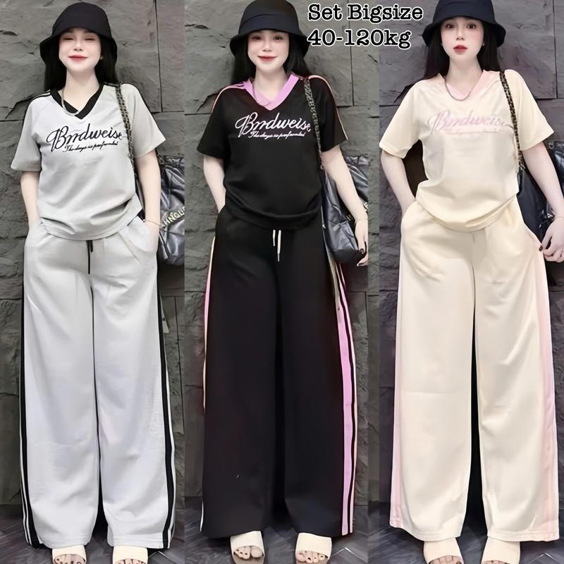 Set Bộ Dài Thun Tăm Bigsize Form Rộng Thêu Chữ Che Giấu Bụng Hot Hit cổ tim Nữ Chuppy Cao Cấp Xinh Đẹp Sang Trọng Giá Rẻ 40-120kg 2466