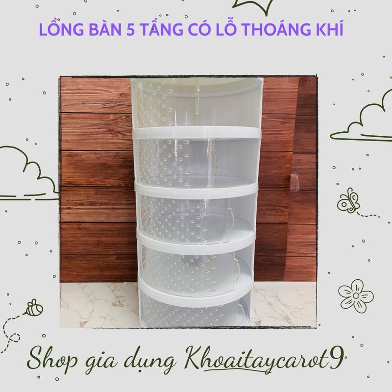 Lồng bàn gấp gọn 5 tầng nhựa cao cấp , lồng bàn cửa kéo mặt kính, có lỗ thoáng khí ngăn bụi bẩn côn trùng
