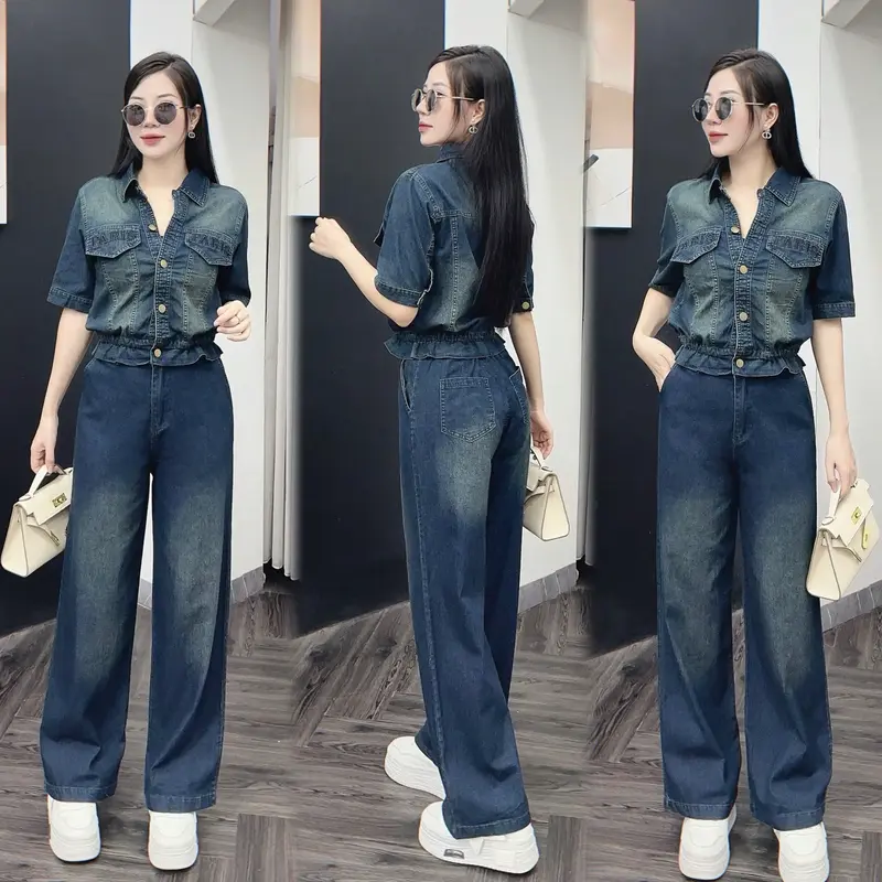 [M066]￼Bộ Bò Nữ bo chun ,Set đồ nữ ngắn tay quần dài suông phong cách trẻ trung năng động set thường 0