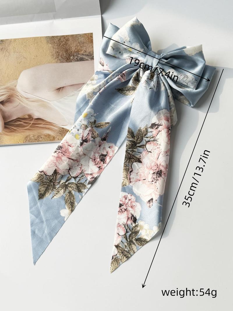 Product Introduction of Floral Print Bow Decor Hair Clip (2pcs), Cute Bouquet Print Hair Accessories for Women & Girls, Casual Versatile Hair Accessories for Daily Wear, Barrettes Hair Clips 12