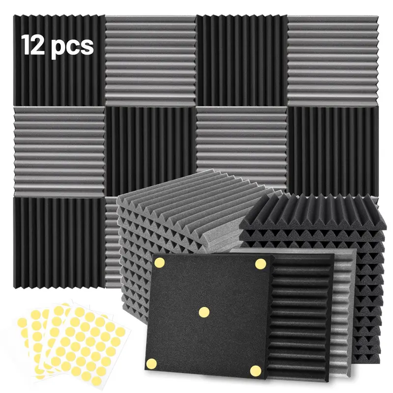 Acoustic Foam Panel, 12pcs/set Soundproofing Acoustic Foam Panel, Sound Absorbing High Elasticity High Density Foam Panel for Studio, Recording Room 0