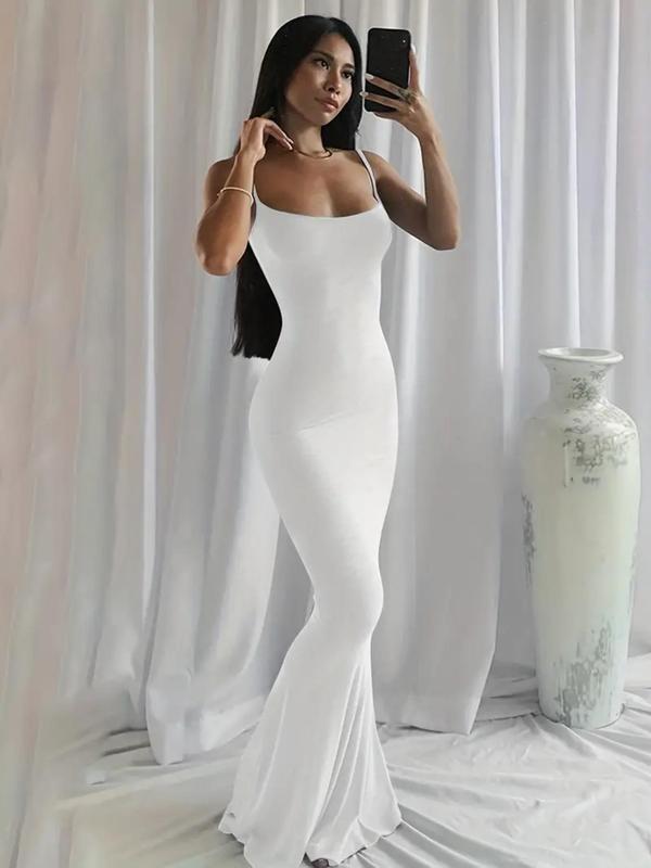 Women's Plain Scoop Neck Cami Mermaid Dress, Elegance Sleeveless Maxi Dress for Party Dating Wear, Ladies Clothes for All Seasons, Date Night Dresses 6