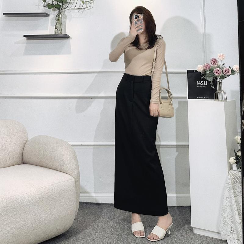 Chân váy tây maxi xẻ sau cài khuy LE.SU 4
