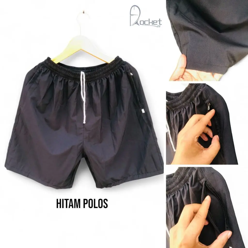 Celana Kolor Pendek Pria Murah - Bahan Despo Hitam Polos Tanpa Logo Sablon untuk Olahraga