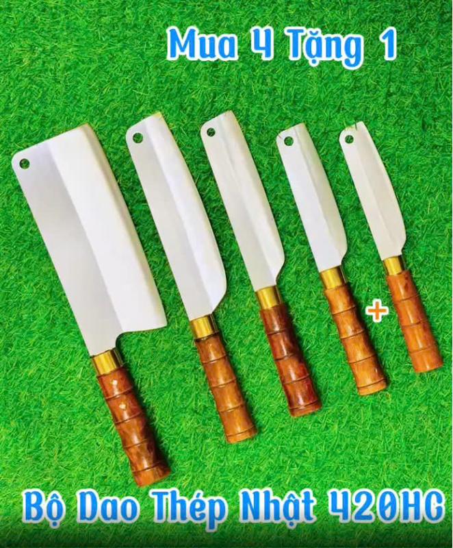 VN002 COMBO 5 dao thép nhật trắng không gỉ sét, rèn thủ công từ làng nghề truyền thốnG