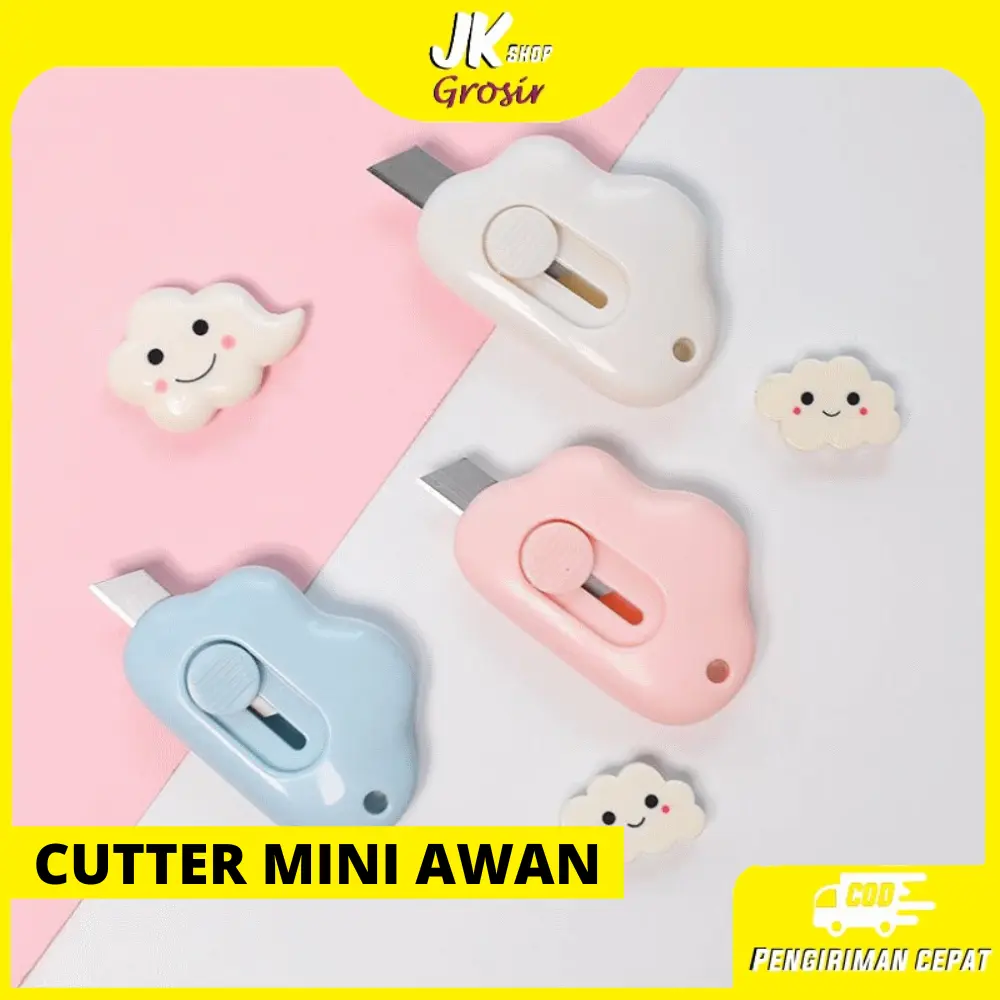 JK - Cutter Mini Bentuk Awan | Pisau Pemotong Mini | Cutter Kertas Ukuran Mini | Cutter Bentuk Karakter Awan
